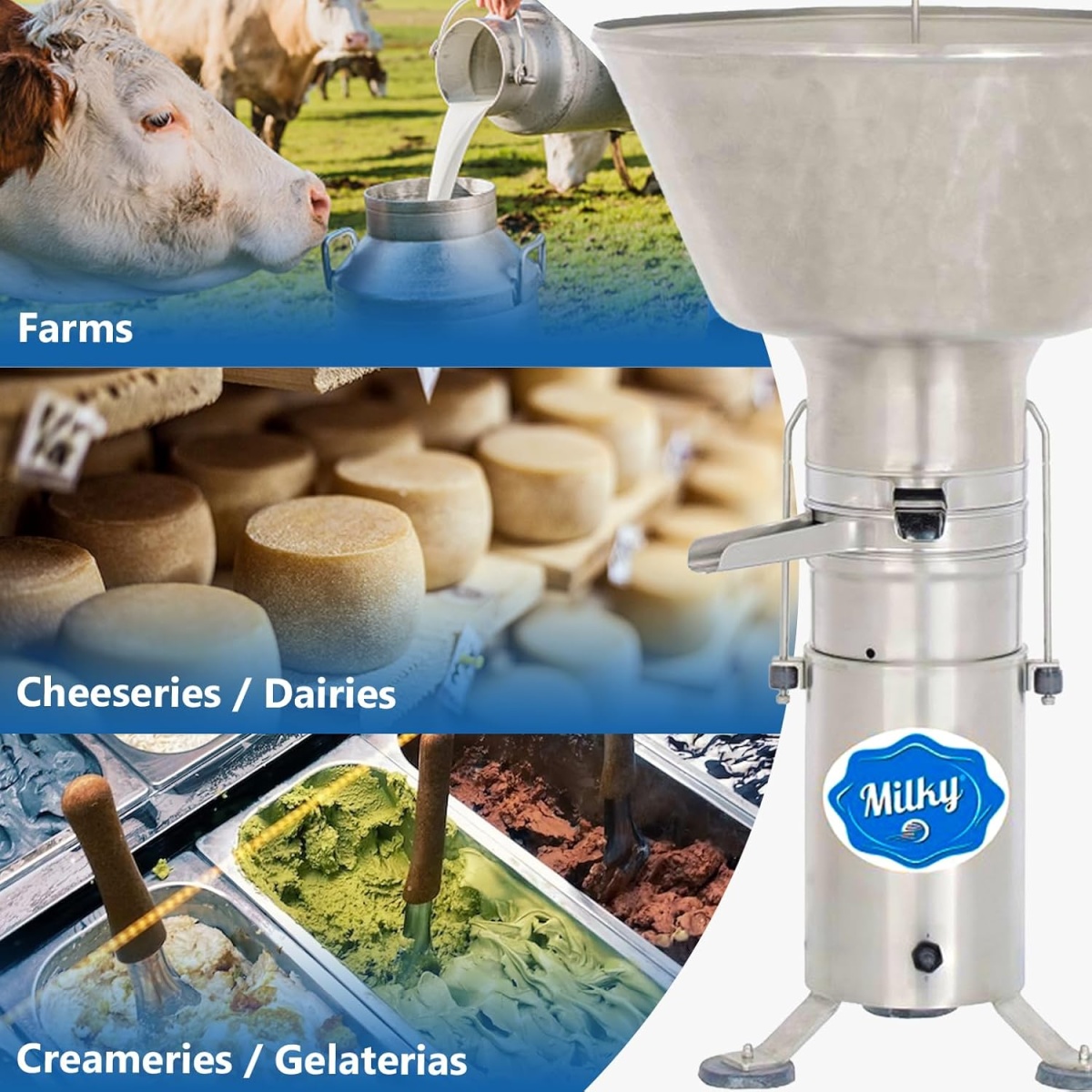 Descremadora de Leche Eléctrica Milky FJ 350 EAR (230V) - Imagen 8