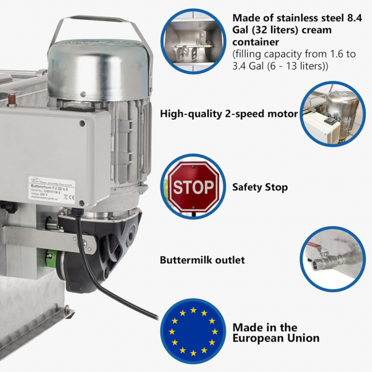 Mantequillera Industrial Eléctrica Milky FJ 32 (115V) - Imagen 6