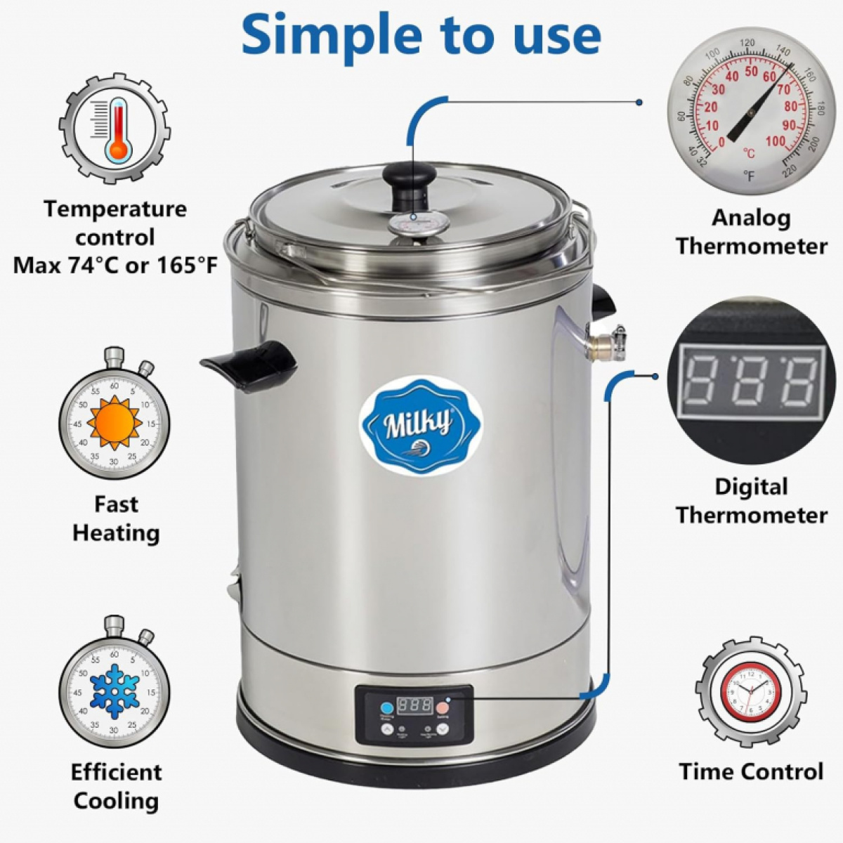 Pequeño Pasteurizador de Leche y Máquina de Yogur Milky FJ 15 (115V) - Imagen 12