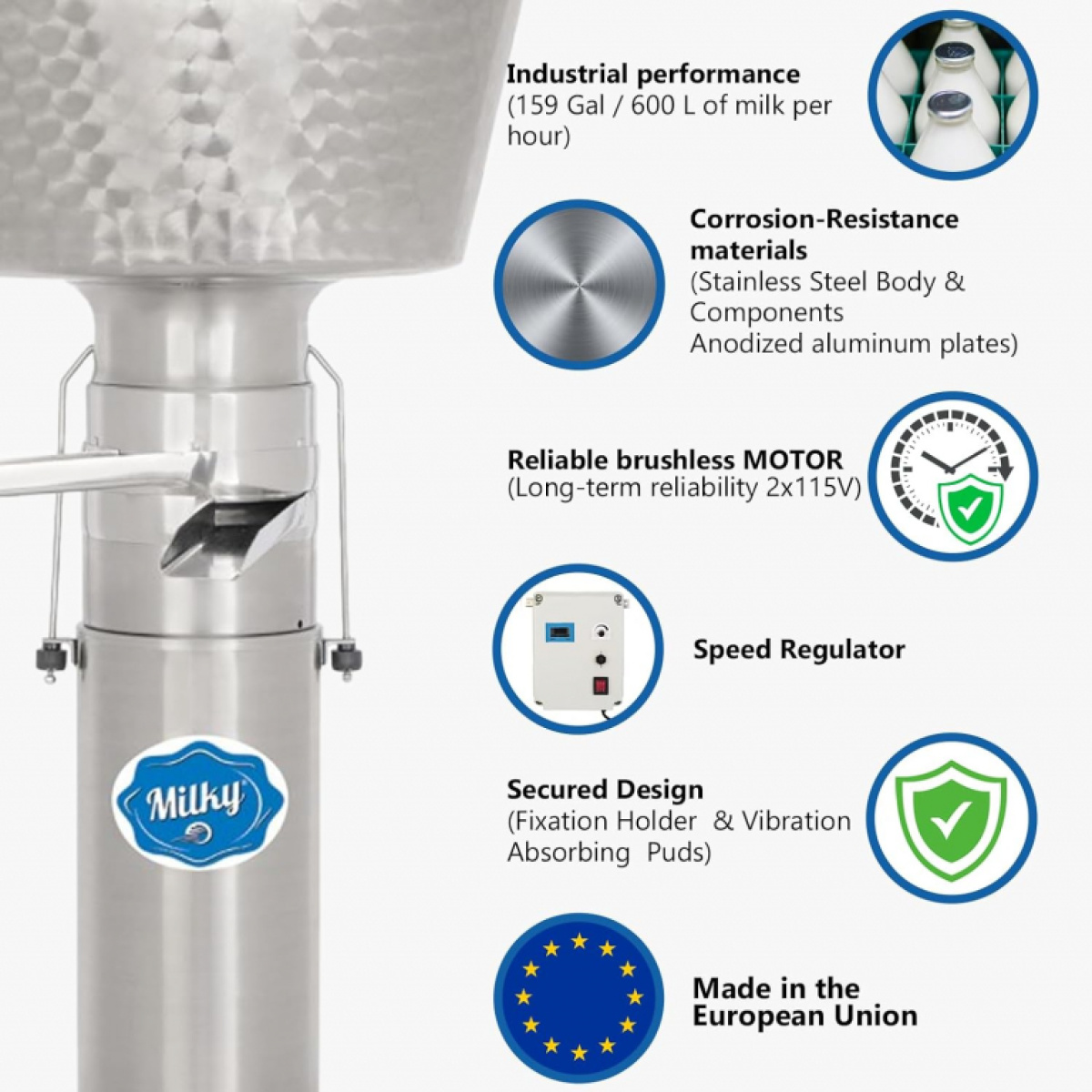 Descremadora de Leche Eléctrica Milky FJ 600 EAR "LONGLIFE" (2x115V) - Imagen 2